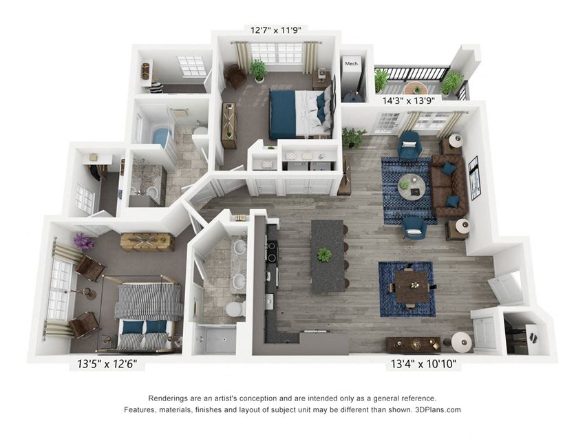The Chapman is a 2 bedroom, 2 bathroom floor plan at 8 West in Greensboro, NC The Chapman is a 2 bedroom, 2 bathroom floor plan at 8 West in Greensboro, NC